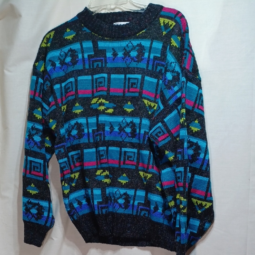 Men's Vintage Sweater Y2K 80s Wool Grandpa Large